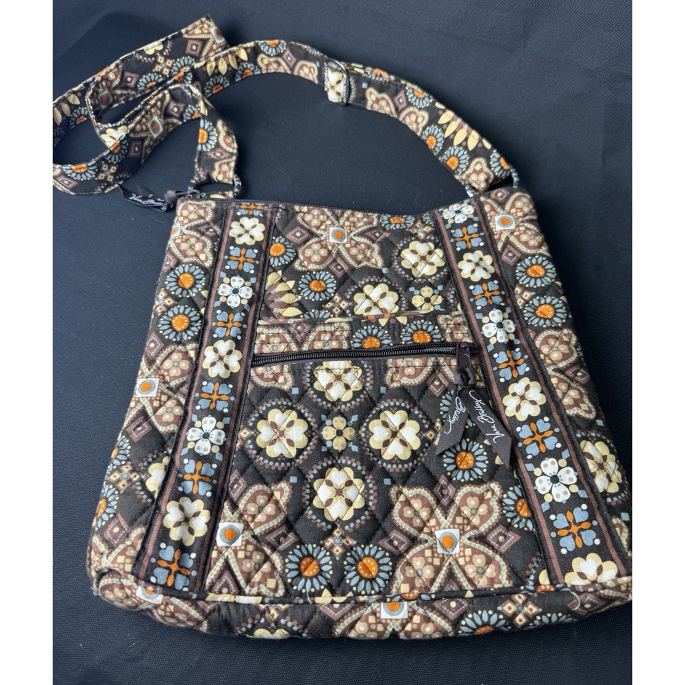 Vera Bradley Retired Pattern Canyon Large Crossbody Bag Purse 11" X 10" Brown